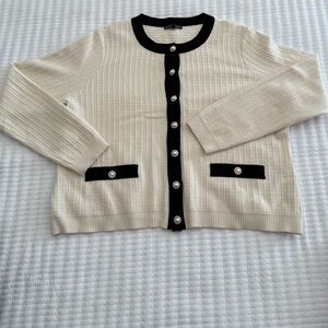 Adrianna Papell Cream and Black Cardigan